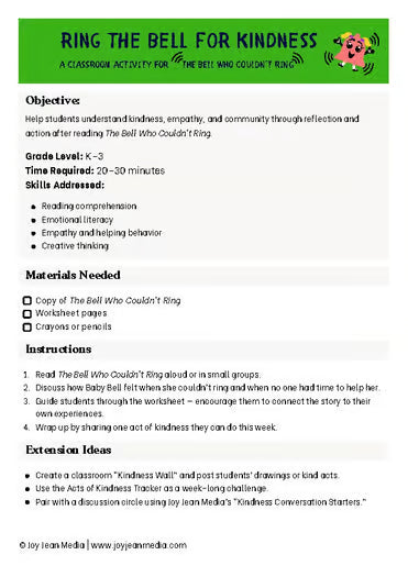 SEL Lesson Plan & Worksheets - The Bell Who Couldn't Ring